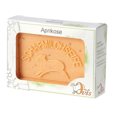 Ovis Schafmilchseife Aprikose, 100% Bio, für die tägliche Dusche, eckig, 100 g, verpackt