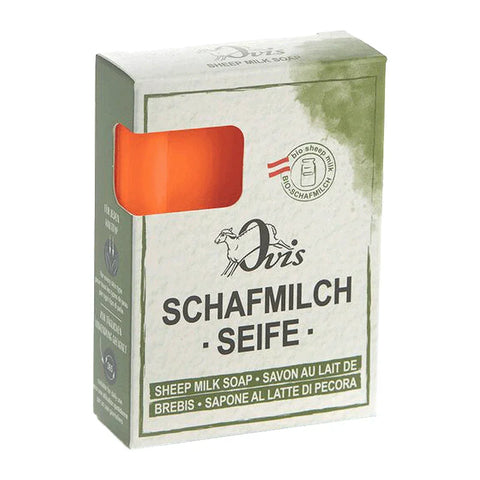 Ovis Schafmilchseife Blutorange, 100% Bio, für die tägliche Dusche, eckig, 100 g, verpackt