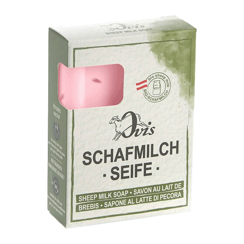 Ovis Schafmilchseife Himbeer-Spritz, 100% Bio, für die tägliche Dusche, eckig, 100 g, verpackt