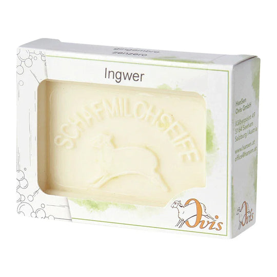 Ovis Schafmilchseife Ingwer, 100% Bio, für die tägliche Dusche, eckig, 100 g, verpackt