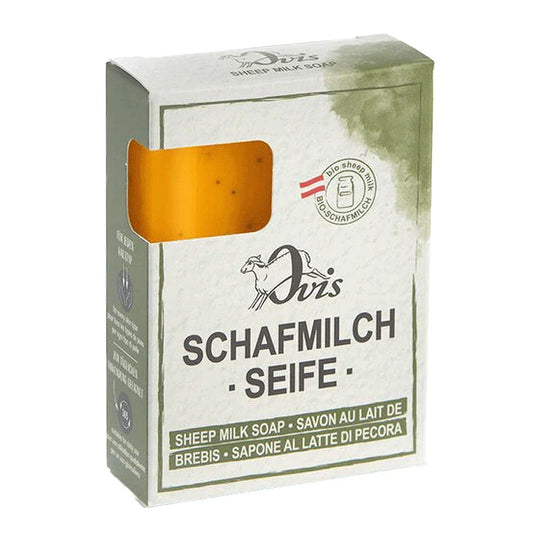 Ovis Schafmilchseife Mango, 100% Bio, für die tägliche Dusche, eckig, 100 g, verpackt