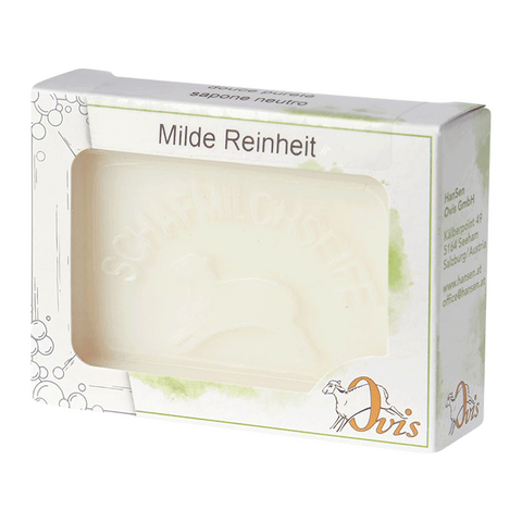 Ovis Schafmilchseife Milde Reinheit, 100% Bio, für die tägliche Dusche, eckig, 100 g, verpackt