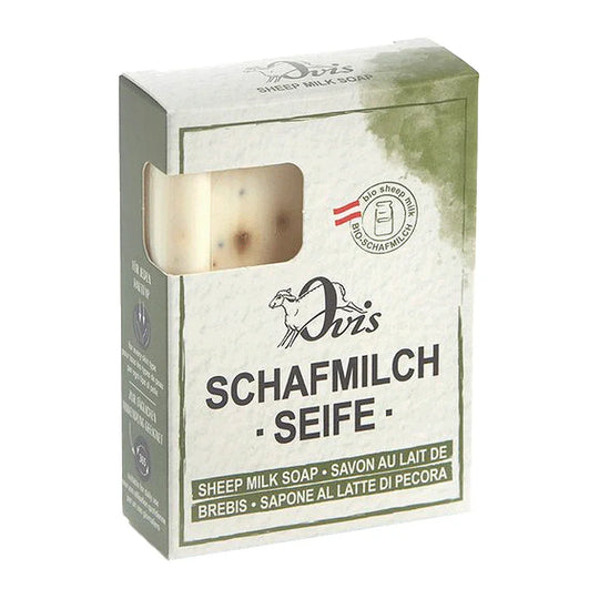 Ovis Schafmilchseife Olive-Weiß, 100% Bio, für die tägliche Dusche, eckig, 100 g, verpackt