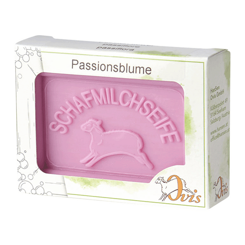 Ovis Schafmilchseife Passionsblume, 100% Bio, für die tägliche Dusche, eckig, 100 g, verpackt - luterna.de