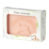 Ovis Schafmilchseife Rose-Lavendel, 100% Bio, für die tägliche Dusche, eckig, 100 g, verpackt - luterna.de