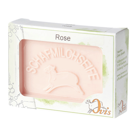 Ovis Schafmilchseife Rose, 100% Bio, für die tägliche Dusche, eckig, 100 g, verpackt - luterna.de