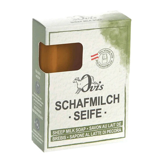 Ovis Schafmilchseife Sandelholz, 100% Bio, für die tägliche Dusche, eckig, 100 g, verpackt