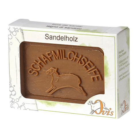 Ovis Schafmilchseife Sandelholz, 100% Bio, für die tägliche Dusche, eckig, 100 g, verpackt - luterna.de