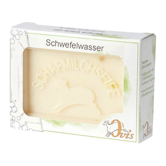 Ovis Schafmilchseife Schwefelwasser, 100% Bio, für die tägliche Dusche, eckig, 100 g, verpackt