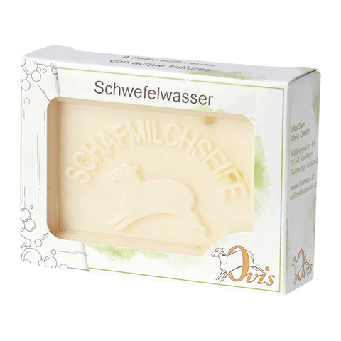 Ovis Schafmilchseife Schwefelwasser, 100% Bio, für die tägliche Dusche, eckig, 100 g, verpackt - luterna.de