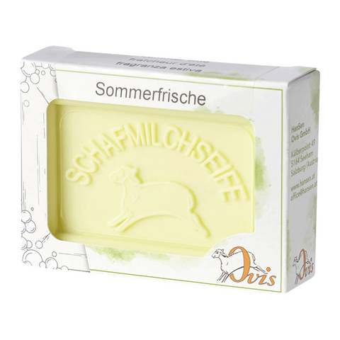 Ovis Schafmilchseife Sommerfrische, 100% Bio, für die tägliche Dusche, eckig, 100 g, verpackt - luterna.de