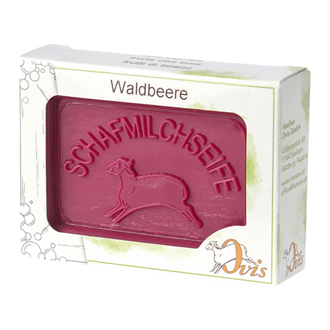 Ovis Schafmilchseife Waldbeere, 100% Bio, für die tägliche Dusche, eckig, 100 g, verpackt