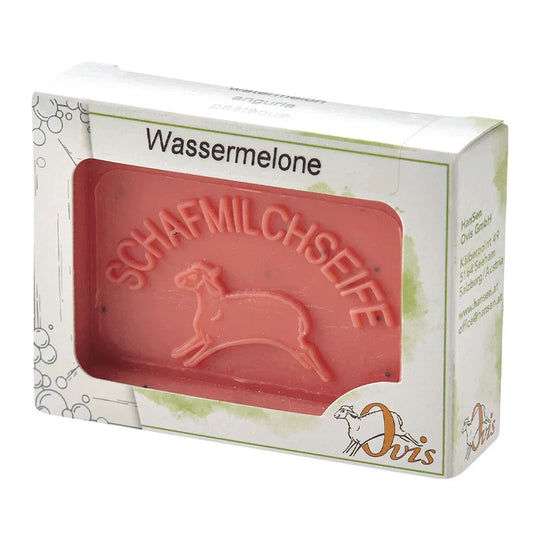 Ovis Schafmilchseife Wassermelone, 100% Bio, für die tägliche Dusche, eckig, 100 g, verpackt