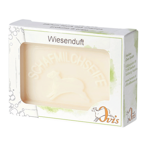 Ovis Schafmilchseife Wiesenduft, 100% Bio, für die tägliche Dusche, eckig, 100 g, verpackt - luterna.de