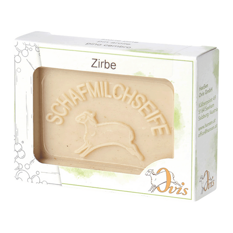 Ovis Schafmilchseife Zirbe, 100% Bio, für die tägliche Dusche, eckig, 100 g, verpackt - luterna.de