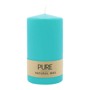 PURE NATURAL WAX, Eisblau, Stumpenkerze, WENZEL, 130/70 mm, Brenndauer ca. 47h, 100% plastikfrei