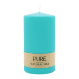 PURE NATURAL WAX, Eisblau, Stumpenkerze, WENZEL, 130/70 mm, Brenndauer ca. 47h, 100% plastikfrei