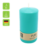 PURE NATURAL WAX, Eisblau, Stumpenkerze, WENZEL, 130/70 mm, Brenndauer ca. 47h, 100% plastikfrei