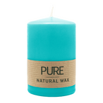 PURE NATURAL WAX, Eisblau, Stumpenkerze, WENZEL, 90/60 mm, Brenndauer ca. 26h, 100% plastikfrei