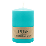 PURE NATURAL WAX, Eisblau, Stumpenkerze, WENZEL, 90/60 mm, Brenndauer ca. 26h, 100% plastikfrei