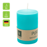 PURE NATURAL WAX, Eisblau, Stumpenkerze, WENZEL, 90/60 mm, Brenndauer ca. 26h, 100% plastikfrei
