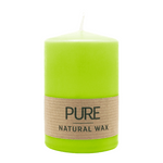 PURE NATURAL WAX, Limone, Stumpenkerze, WENZEL, 90/60 mm, Brenndauer ca. 26h, 100% plastikfrei