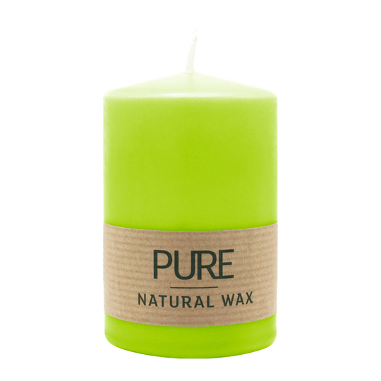 PURE NATURAL WAX, Limone, Stumpenkerze, WENZEL, 90/60 mm, Brenndauer ca. 26h, 100% plastikfrei