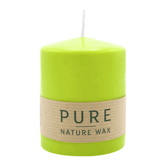 PURE NATURAL WAX, Limone, Stumpenkerze, WENZEL, 90/70 mm, Brenndauer ca. 30h, 100% plastikfrei