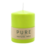 PURE NATURAL WAX, Limone, Stumpenkerze, WENZEL, 90/70 mm, Brenndauer ca. 30h, 100% plastikfrei