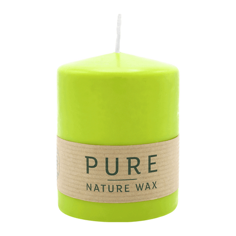 PURE NATURAL WAX, Limone, Stumpenkerze, WENZEL, 90/70 mm, Brenndauer ca. 30h, 100% plastikfrei