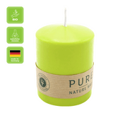 PURE NATURAL WAX, Limone, Stumpenkerze, WENZEL, 90/70 mm, Brenndauer ca. 30h, 100% plastikfrei