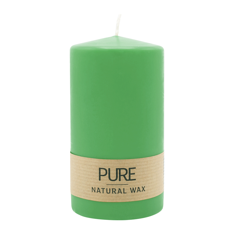 PURE Stumpenkerze Softgrün, 130/70 mm, WENZEL, 52h –