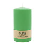 PURE NATURAL WAX, Softgrün, Stumpenkerze, WENZEL, 130/70 mm, Brenndauer ca. 47h, 100% plastikfrei