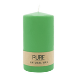 PURE NATURAL WAX, Softgrün, Stumpenkerze, WENZEL, 130/70 mm, Brenndauer ca. 47h, 100% plastikfrei