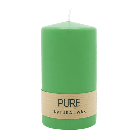 PURE NATURAL WAX, Softgrün, Stumpenkerze, WENZEL, 130/70 mm, Brenndauer ca. 47h, 100% plastikfrei