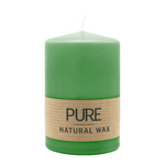 PURE NATURAL WAX, Softgrün, Stumpenkerze, WENZEL, 90/60 mm, Brenndauer ca. 26h, 100% plastikfrei