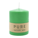 PURE NATURAL WAX, Softgrün, Stumpenkerze, WENZEL, 90/70 mm, Brenndauer ca. 30h, 100% plastikfrei