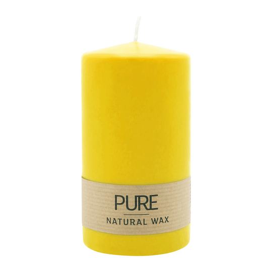 PURE NATURAL WAX, Zitrone, Stumpenkerze, WENZEL, 130/70 mm, Brenndauer ca. 47h, 100% plastikfrei