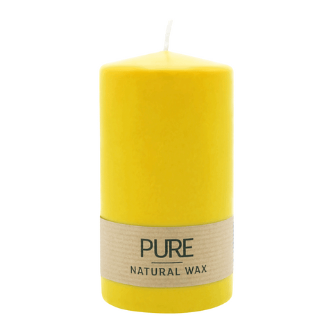 PURE NATURAL WAX, Zitrone, Stumpenkerze, WENZEL, 130/70 mm, Brenndauer ca. 47h, 100% plastikfrei