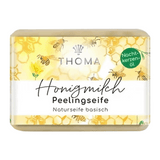 Peelingseife, Honigmilch, mit Nachtkerzenöl, THOMA Naturseifen-Manufaktur, für jeden Hauttyp geeignet, 100 g, Körperpflege