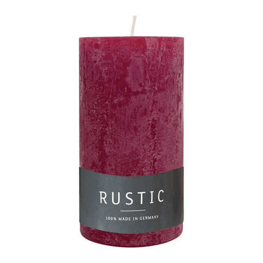 RUSTIC-Stumpenkerze Altrot, WENZEL, 110/60 mm, Brenndauer ca. 38h, selbstverlöschend
