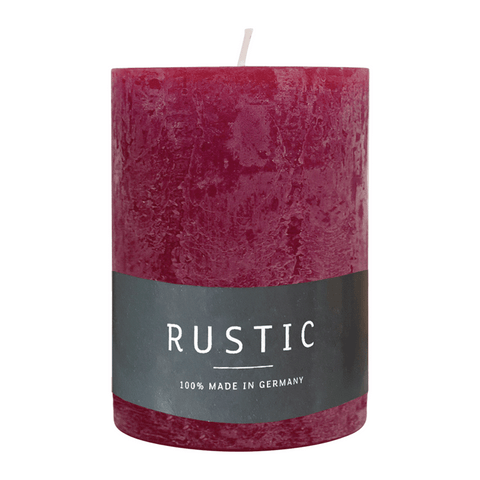 RUSTIC-Stumpenkerze Altrot, WENZEL, 80/70 mm, Brenndauer ca. 34h, selbstverlöschend