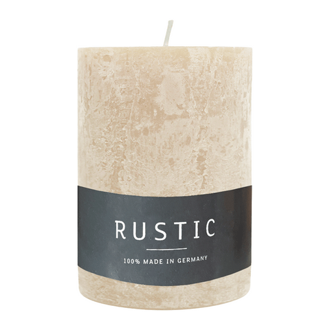 RUSTIC-Stumpenkerze Creme, WENZEL, 80/70 mm, Brenndauer ca. 34h, selbstverlöschend