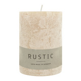RUSTIC-Stumpenkerze Creme, WENZEL, 80/70 mm, Brenndauer ca. 34h, selbstverlöschend