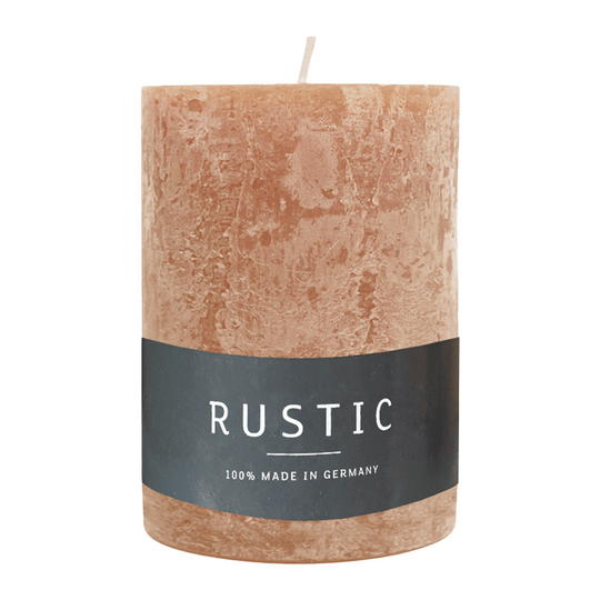 RUSTIC-Stumpenkerze Erdnuss, WENZEL, 80/70 mm, Brenndauer ca. 34h, selbstverlöschend