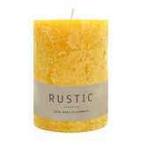 RUSTIC-Stumpenkerze Gelb, WENZEL, 80/70 mm, Brenndauer ca. 34h, selbstverlöschend