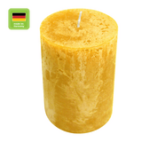 RUSTIC-Stumpenkerze Gelb, WENZEL, 80/70 mm, Brenndauer ca. 34h, selbstverlöschend