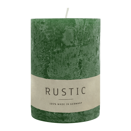 RUSTIC-Stumpenkerze Jägergrün, WENZEL, 80/70 mm, Brenndauer ca. 34h, selbstverlöschend