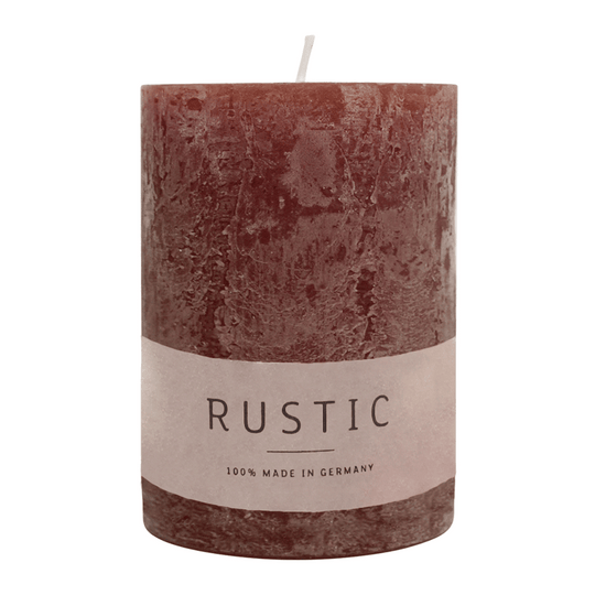 RUSTIC-Stumpenkerze Marone, WENZEL, 80/70 mm, Brenndauer ca. 34h, selbstverlöschend
