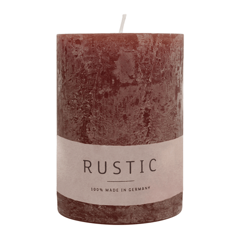 RUSTIC-Stumpenkerze Marone, WENZEL, 80/70 mm, Brenndauer ca. 34h, selbstverlöschend